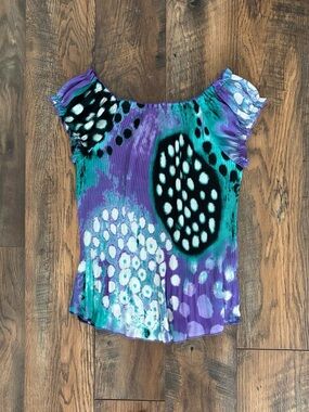 issey miyake on a budget off the shoulder amoeba top